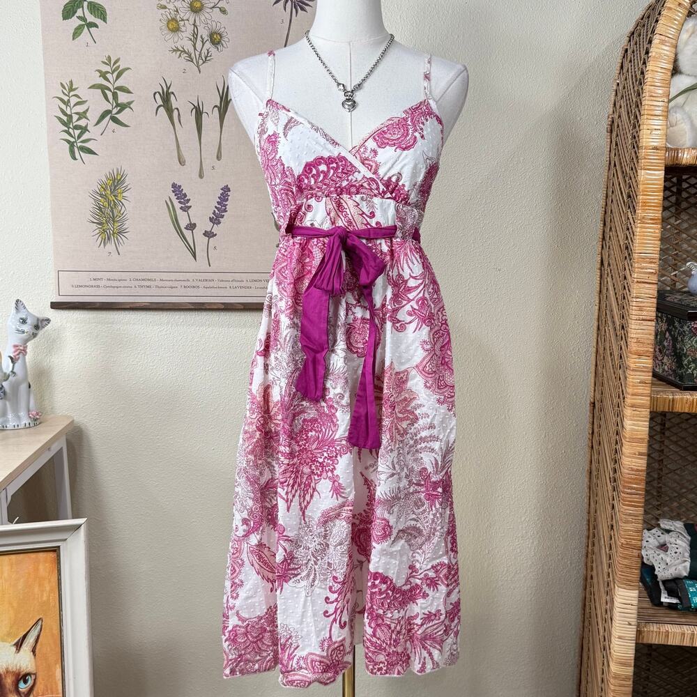 Charlotte Russe White and Fuchsia Floral Midi Dress